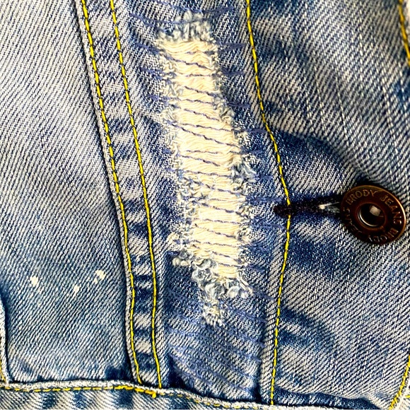 Cropped Denim Jacket Distressed Small by Brody Jeans - Picture 6 of 12